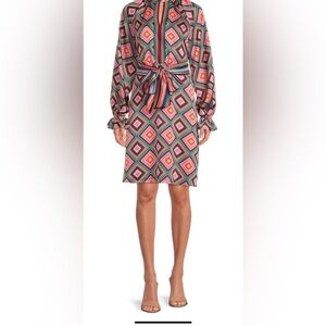 Trina Turk Vibrant Diamond Pattern Sunburst Dress